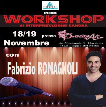 Workshop di interpretazione canora di Fabrizio Romagnoli il 18 e 19 novembre 2017 a San Filippo del Mela – Milazzo (ME)