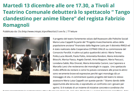 Tango clandestino per anime libere. Regia Fabrizio Romagnoli